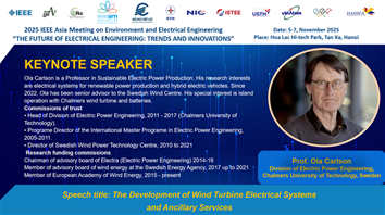 GIỚI THIỆU DIỄN GIẢ CHÍNH TẠI HỘI NGHỊ IEEE EEE.AM 2025: GIÁO SƯ OLA CARLSON, TRƯỜNG ĐẠI HỌC CÔNG NGHỆ CHALMERS