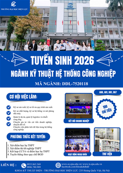 THÔNG BÁO TUYỂN SINH NGÀNH KỸ THUẬT HỆ THỐNG CÔNG NGHIỆP
