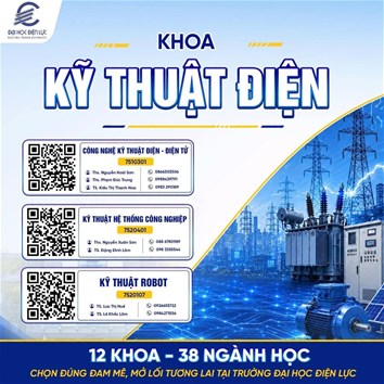 MÃ QR VÀ SỐ ĐIỆN THOẠI TƯ VẤN 03 NGÀNH TUYỂN SINH KHOA KỸ THUẬT ĐIỆN